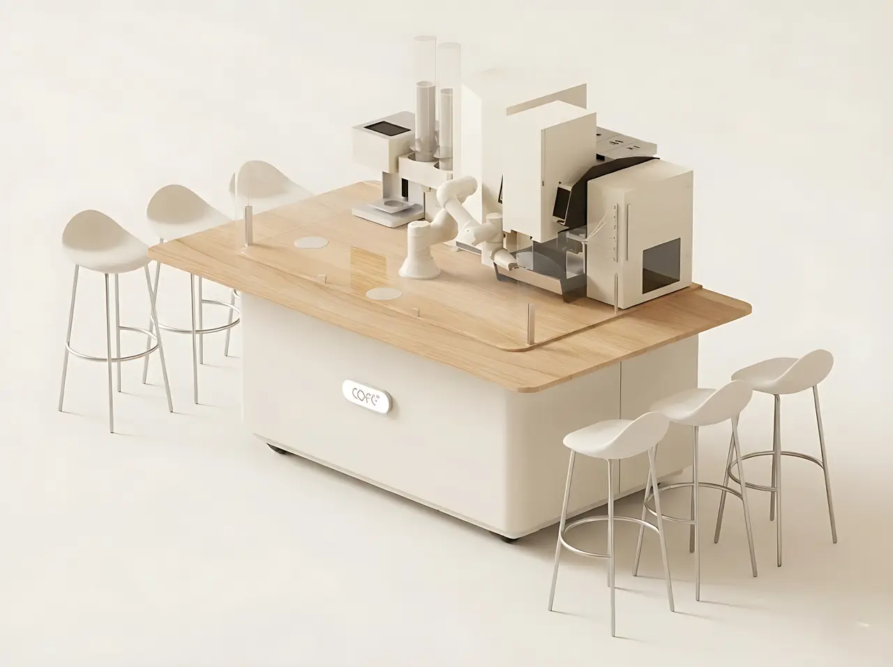 Coffee counter style presentation aligned with premium interior