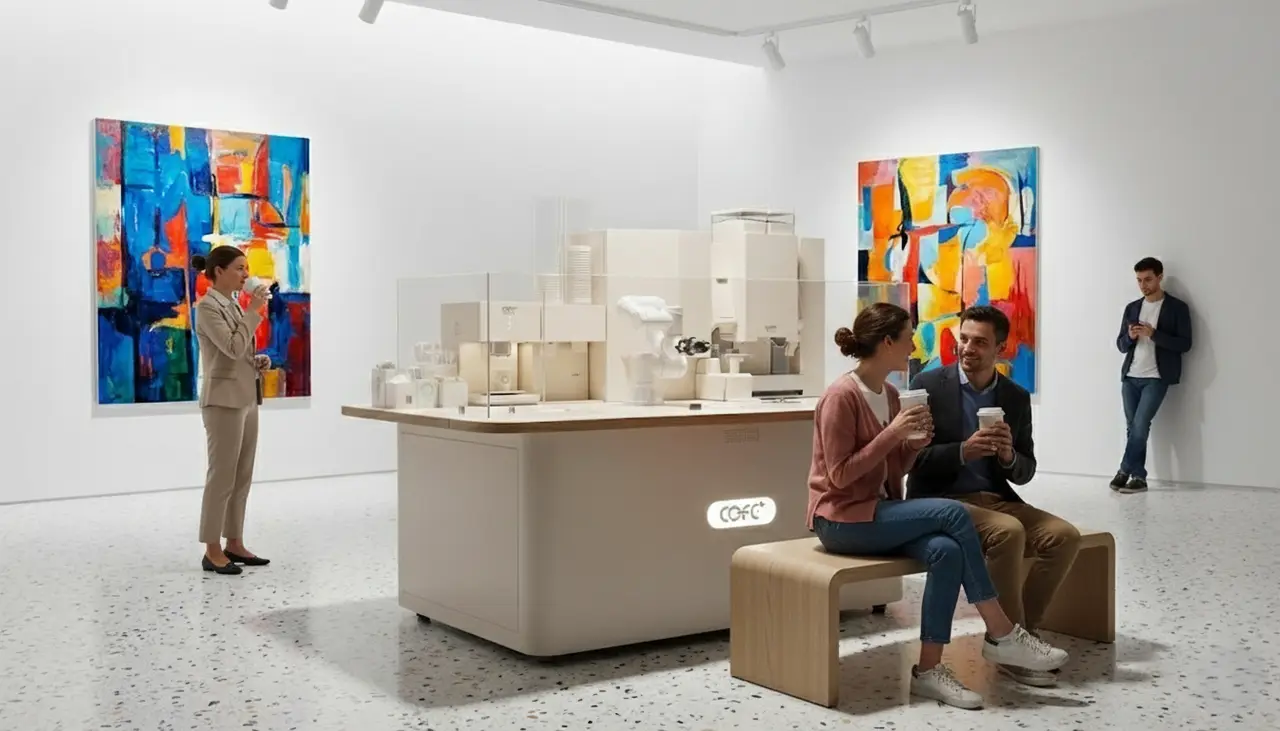Coffee kiosk placed in a high-footfall public visitor area